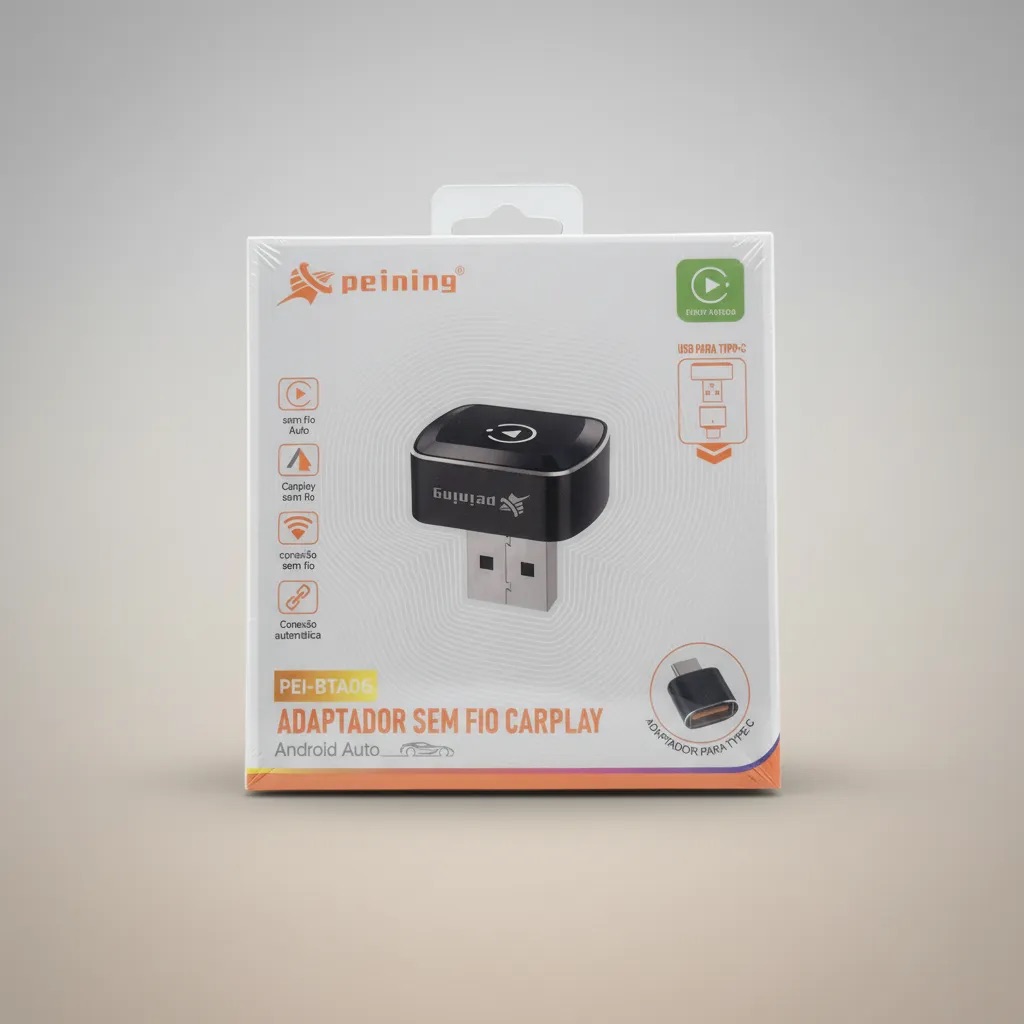 Adaptador CarPlay e Android Auto Sem Fio Peining PEI-BTA06 | USB para Tipo-C | Conexão Automática