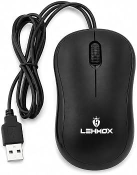 Mouse USB com Fio LEHMOX – Alta Precisão, Design Ergonômico, Plug and Play, Compatível com PC, Notebook, Mac, Home Office e Estudos.